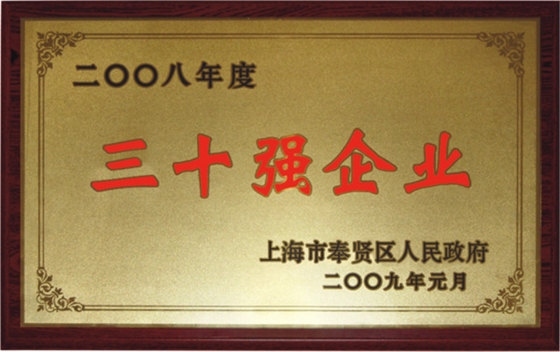 信基2008年度三十強(qiáng)企業(yè)證書